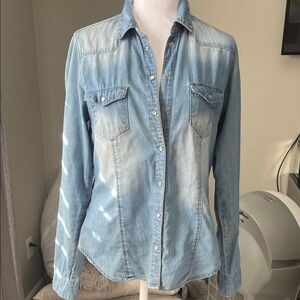 Vintage JW Signature   denim pearl snap top slim fit size L
